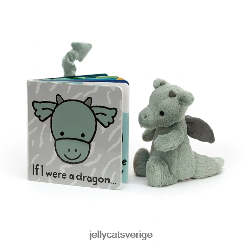 Jellycat bok om jag vore en drakbok och blyg drakgrön 4206LT808