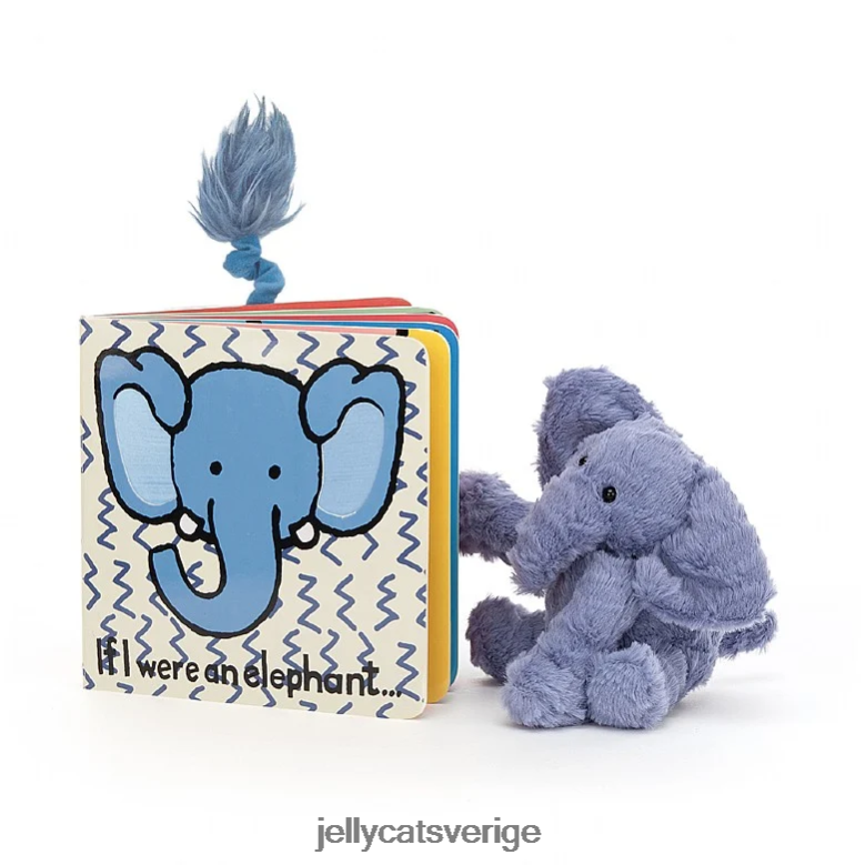 Jellycat bok om jag vore en elefantbok och fuddlewuddle elefantblå 4206LT745