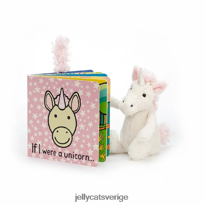 Jellycat bok om jag vore en enhörningsbok och blyg enhörningsvit 4206LT770
