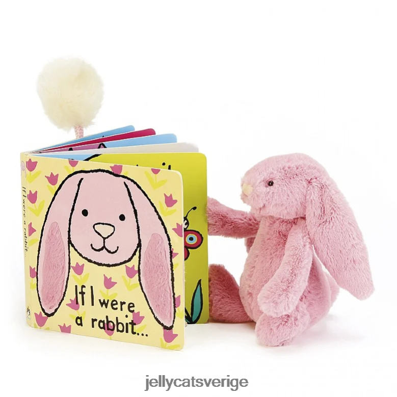 Jellycat bok om jag vore en kaninbok och blyg tulpankaninrosa 4206LT705