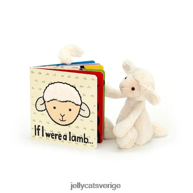 Jellycat bok om jag vore en lammbok och blyg lammkräm 4206LT735