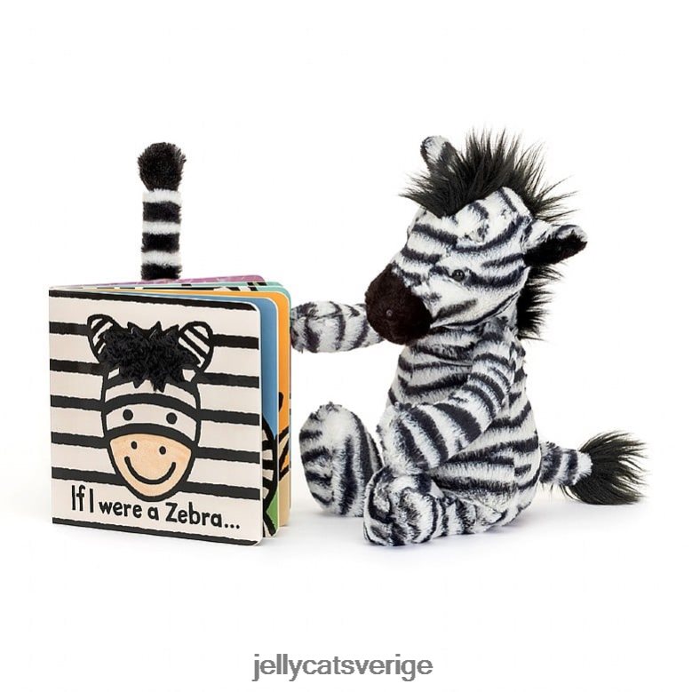 Jellycat bok om jag vore en zebratavlabok och blyg zebra svart och vitt 4206LT796