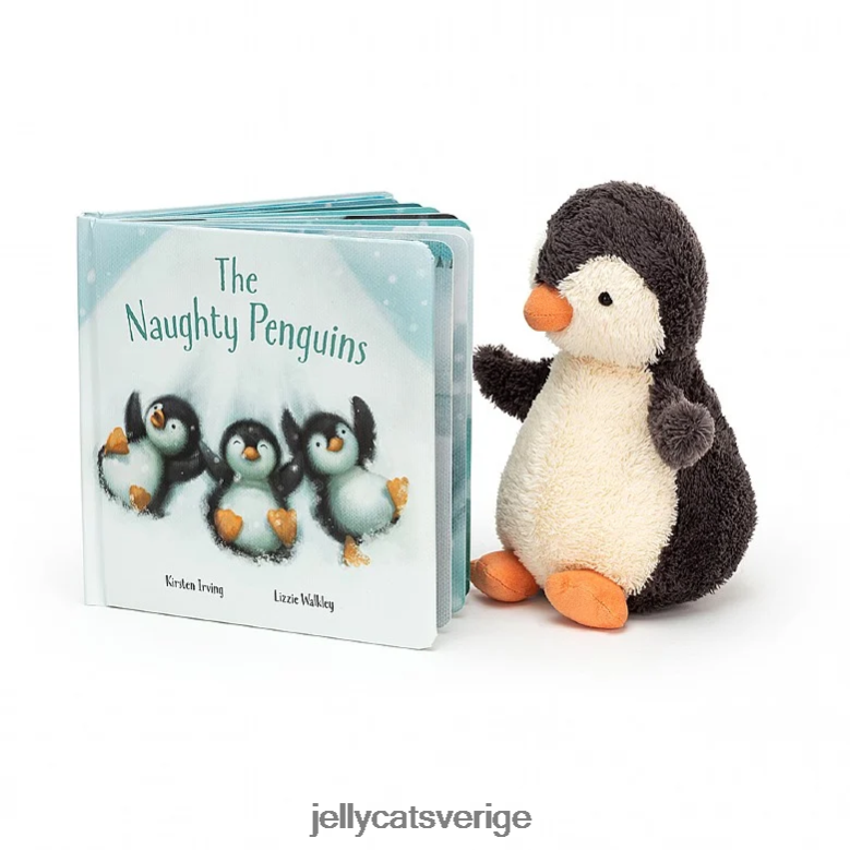 Jellycat bok boken de stygga pingvinerna och jordnötspingvinen grå 4206LT649