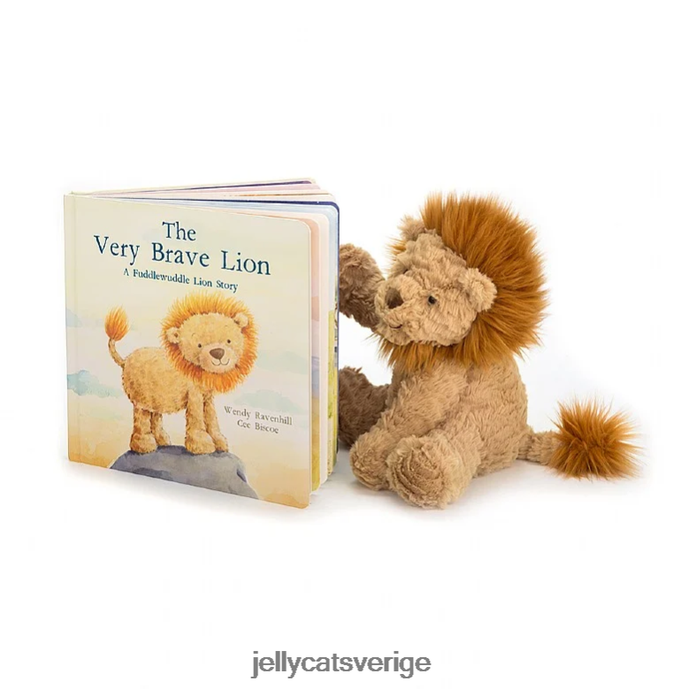 Jellycat bok den mycket modiga lejonboken och fuddlewuddle lejonbrun 4206LT692