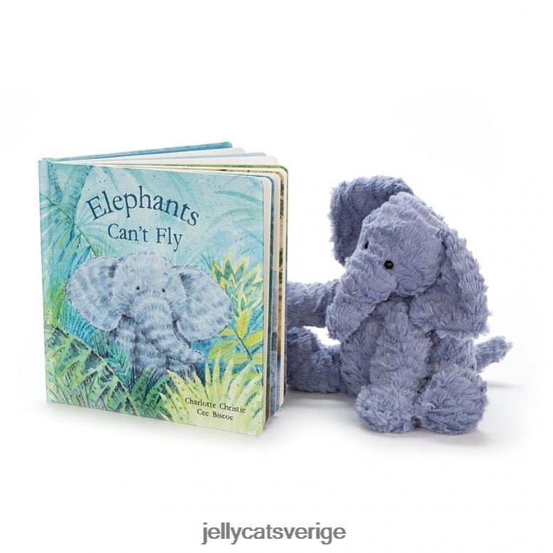 Jellycat bok elefanter kan inte flyga bok och fuddlewuddle elefant blå 4206LT736
