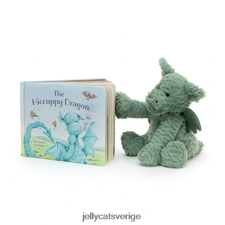 Jellycat bok hicka drakeboken och fuddlewuddle drakegrön 4206LT811