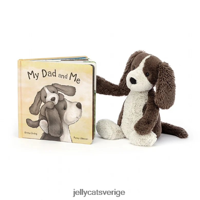 Jellycat bok min pappa och jag bok och blyg fudge valp brun och vit 4206LT729