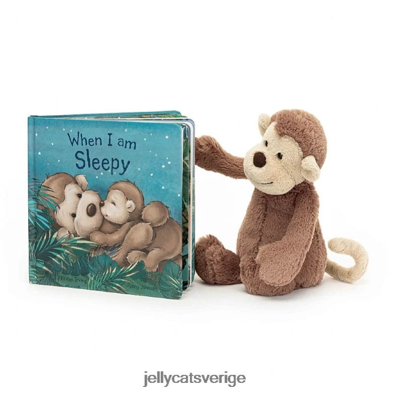 Jellycat bok när jag är sömnig bok och blyg apa brun 4206LT725