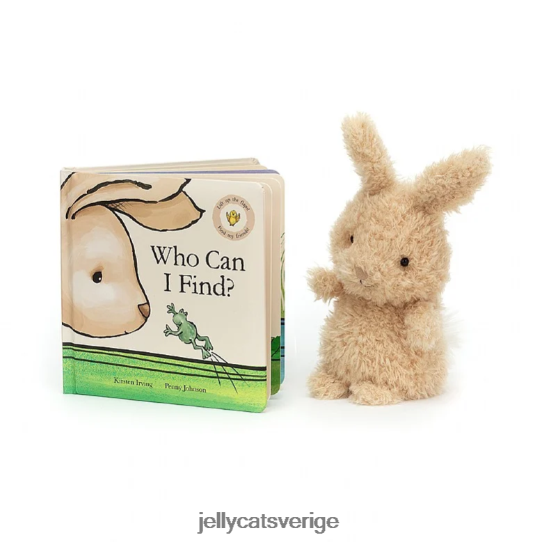 Jellycat bok vem kan jag hitta bok och liten kanin honung 4206LT737