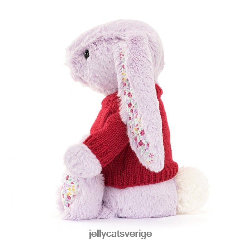 Jellycat leksak blomma jasminkanin med personlig röd tröja lila 4206LT399