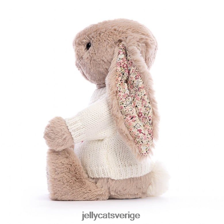 Jellycat leksak blossom bea bunny med personlig gräddtröja beige 4206LT160