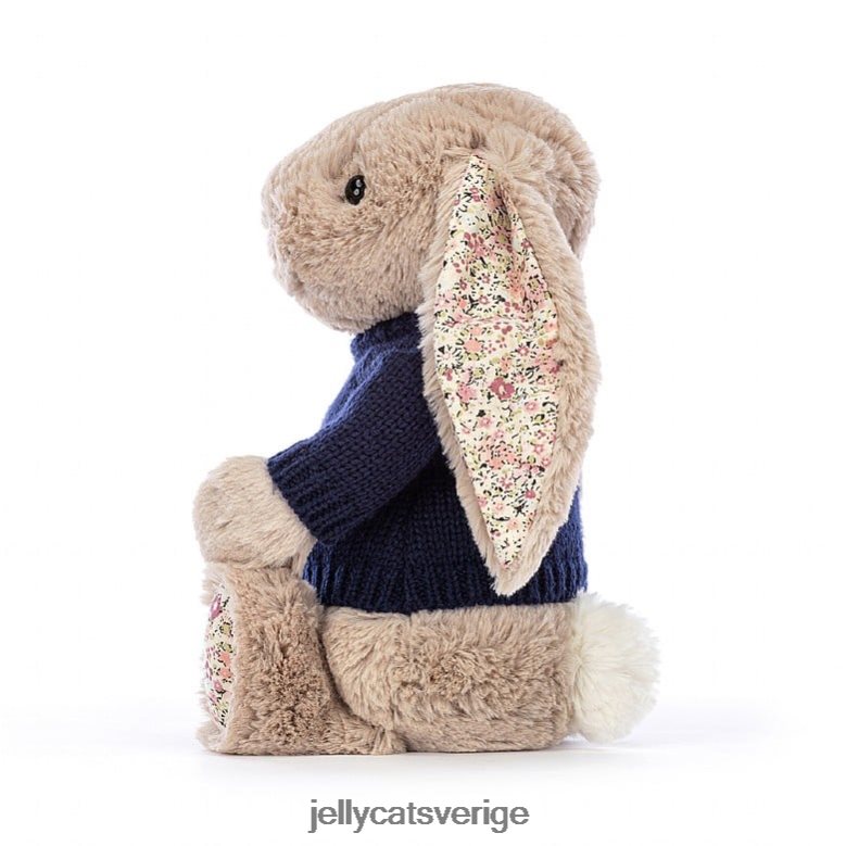 Jellycat leksak blossom bea bunny med personlig marinblå tröja beige 4206LT480
