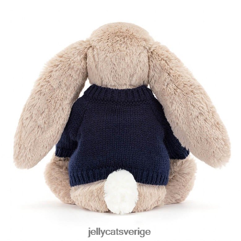 Jellycat leksak blossom bea bunny med personlig marinblå tröja beige 4206LT480