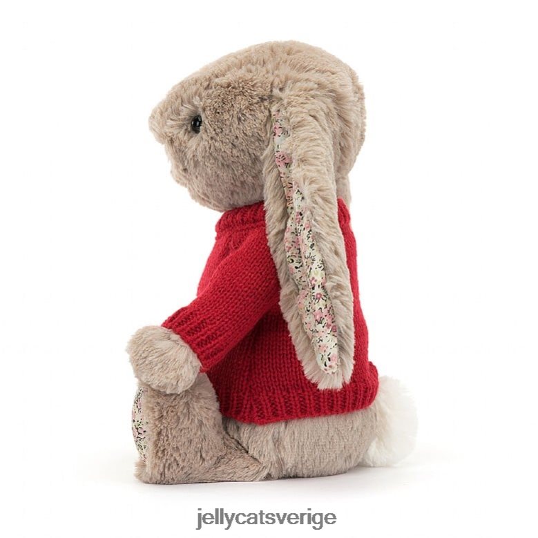 Jellycat leksak blossom bea bunny med personlig röd tröja beige 4206LT334