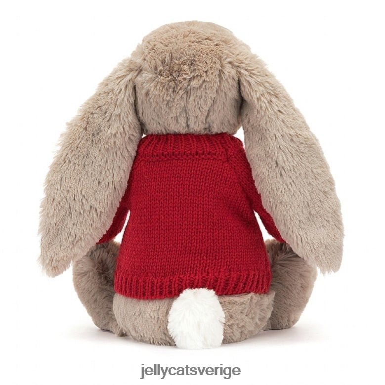 Jellycat leksak blossom bea bunny med personlig röd tröja beige 4206LT334