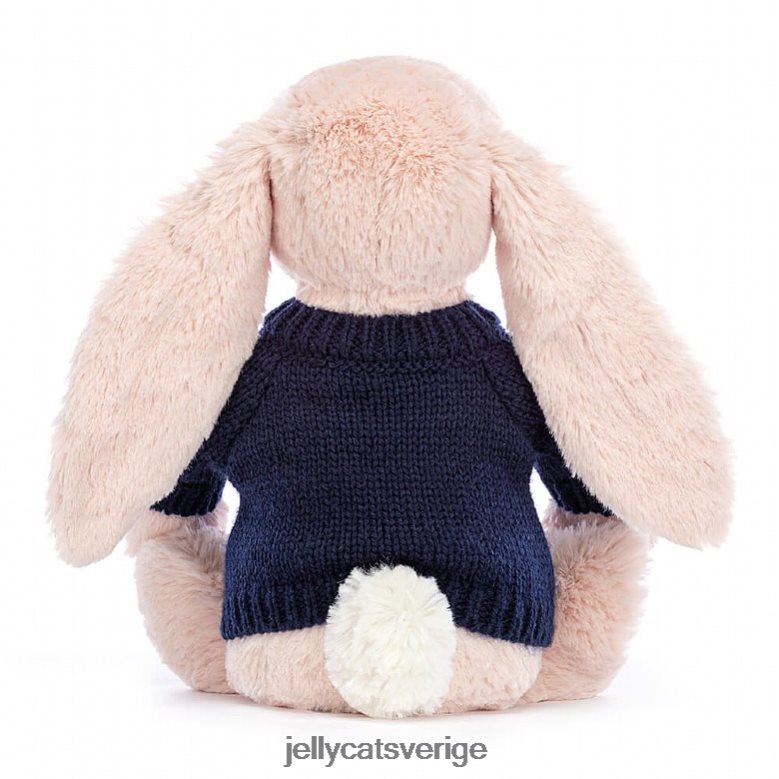Jellycat leksak blossom blush bunny med personlig marinblå tröja persika 4206LT484