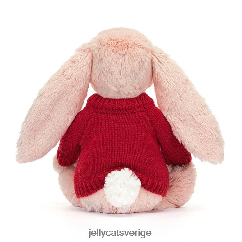 Jellycat leksak blossom blush bunny med personlig röd jumper persika 4206LT425