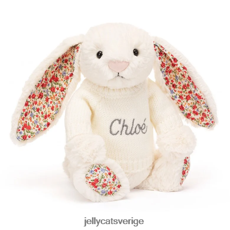 Jellycat leksak blossom bunny med personlig jumper cream 4206LT594