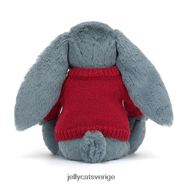 Jellycat leksak blossom dusky bunny med personlig röd tröja blå 4206LT474
