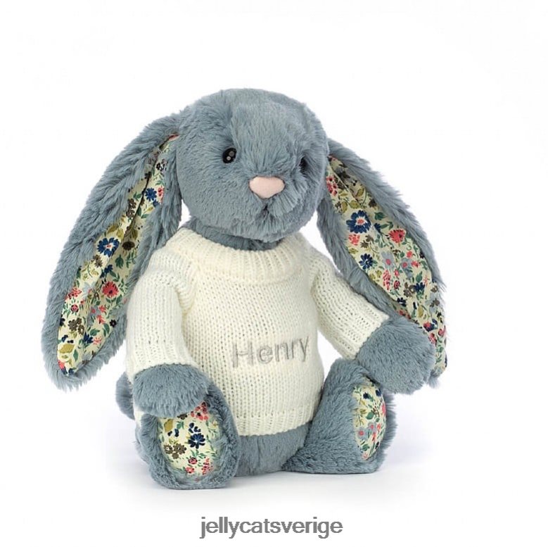 Jellycat leksak blossom dusky med personlig gräddtröja blå 4206LT331