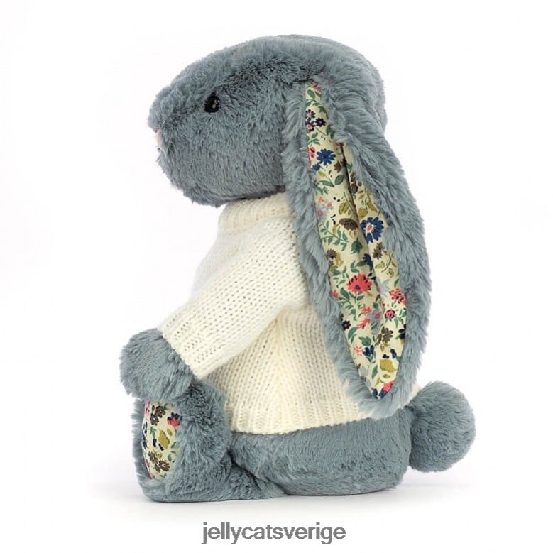 Jellycat leksak blossom dusky med personlig gräddtröja blå 4206LT331