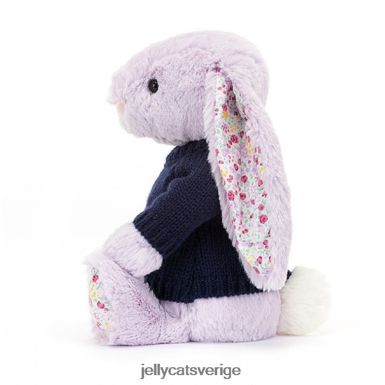 Jellycat leksak blossom jasmine bunny med personlig marin tröja lila 4206LT472