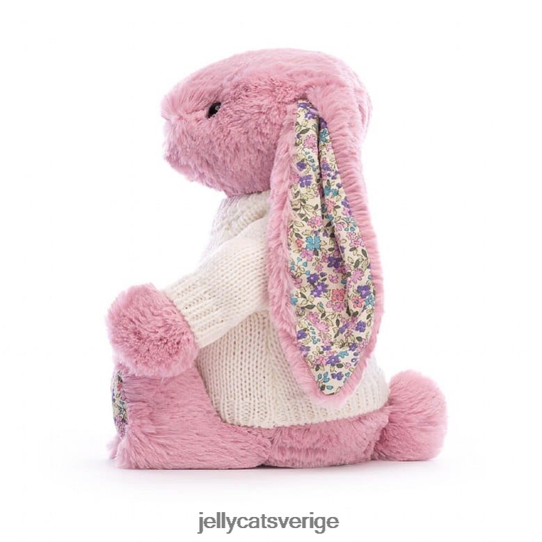 Jellycat leksak blossom tulpan kanin med personlig gräddtröja rosa 4206LT298