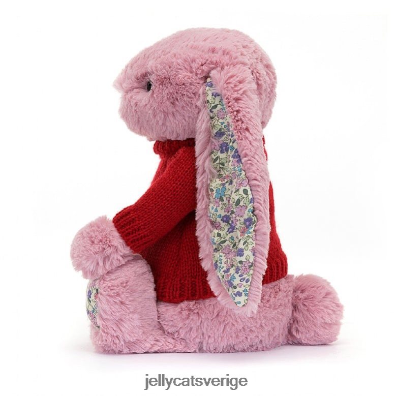 Jellycat leksak blossom tulpan kanin med personlig röd tröja rosa 4206LT430