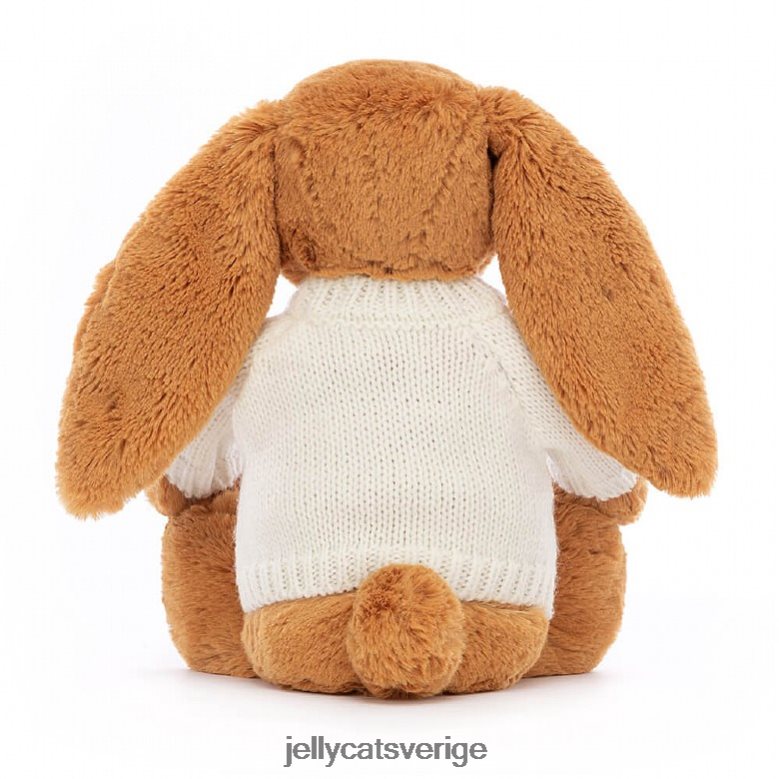 Jellycat leksak bashful sv kanin med personlig gräddtröja i guld 4206LT355