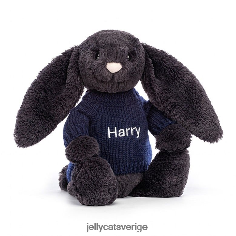 Jellycat leksak bashful y bunny med personligt marinblått bläck 4206LT514