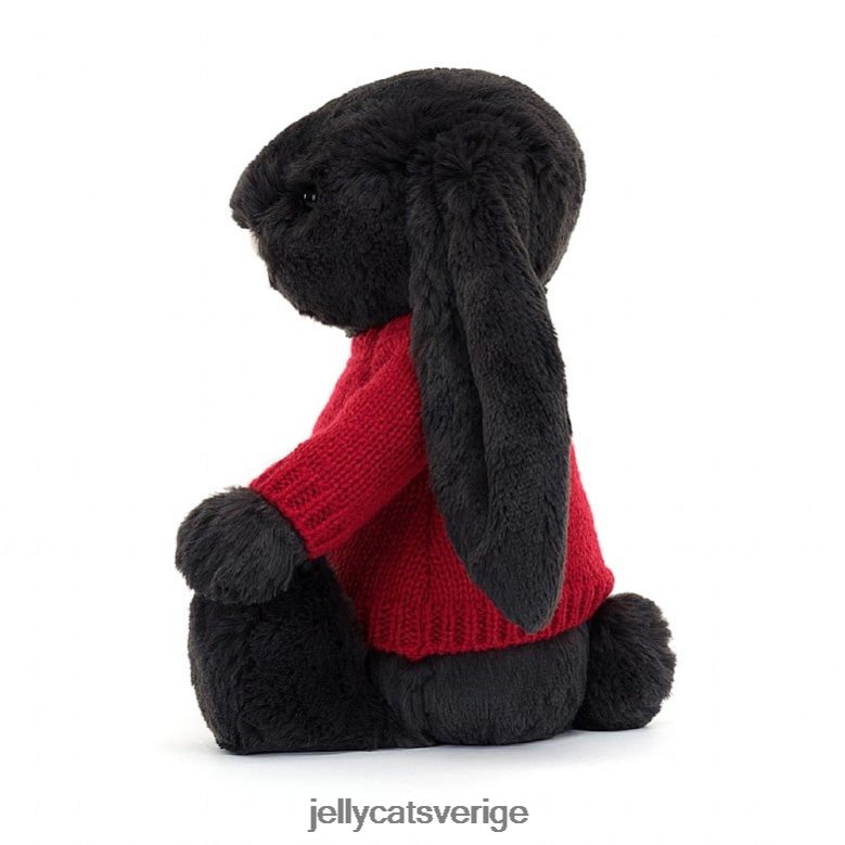 Jellycat leksak bashful y bunny med personligt rött jumperbläck 4206LT519