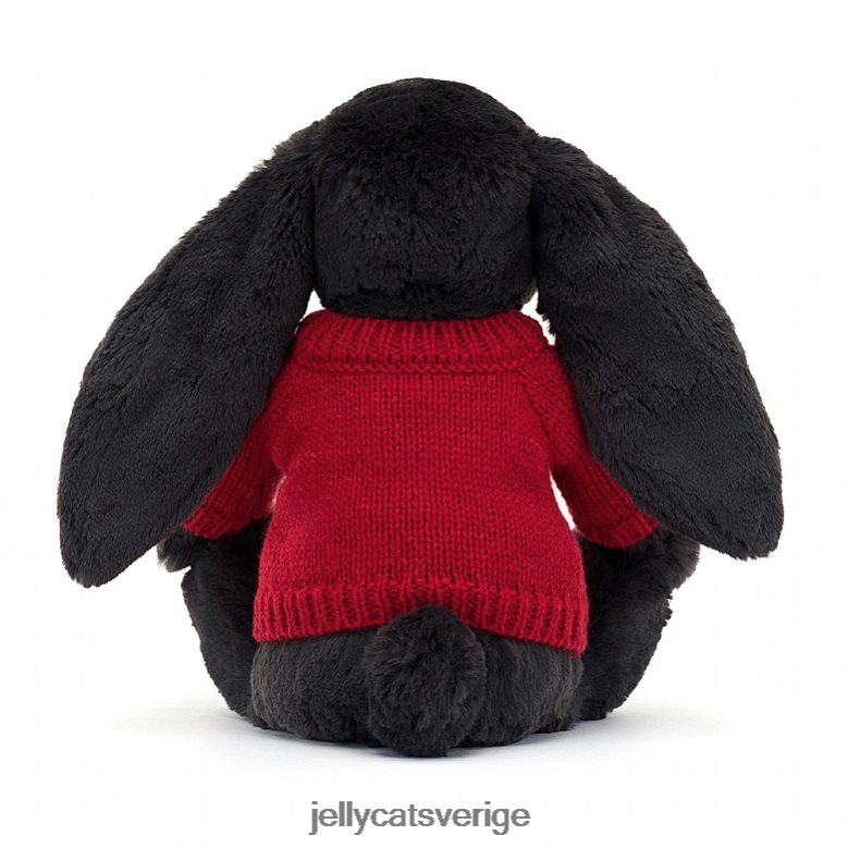 Jellycat leksak bashful y bunny med personligt rött jumperbläck 4206LT519