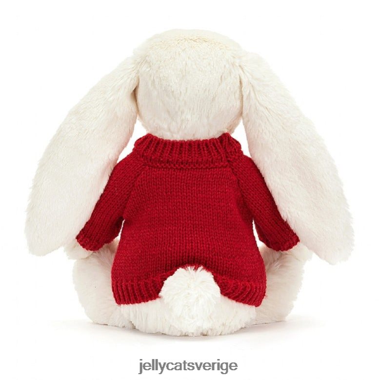 Jellycat leksak blyg blinkande kanin med personlig röd jumperkräm 4206LT213