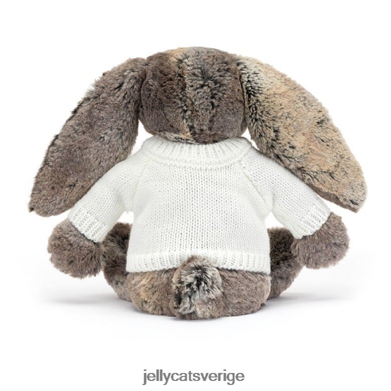 Jellycat leksak blyg bomullssvanskanin med personlig gräddtröja grå 4206LT354
