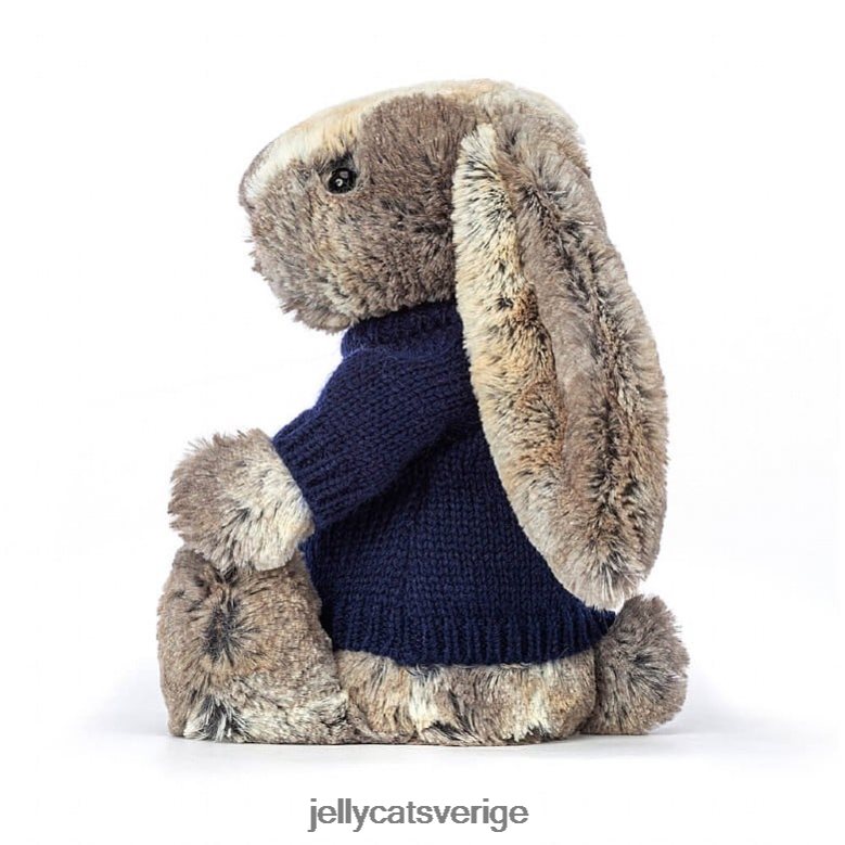 Jellycat leksak blyg bomullssvanskanin med personlig marinblå tröja 4206LT397