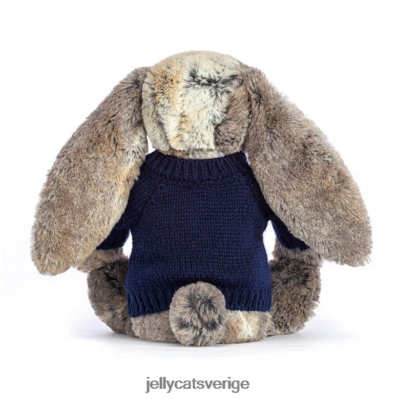Jellycat leksak blyg bomullssvanskanin med personlig marinblå tröja 4206LT397
