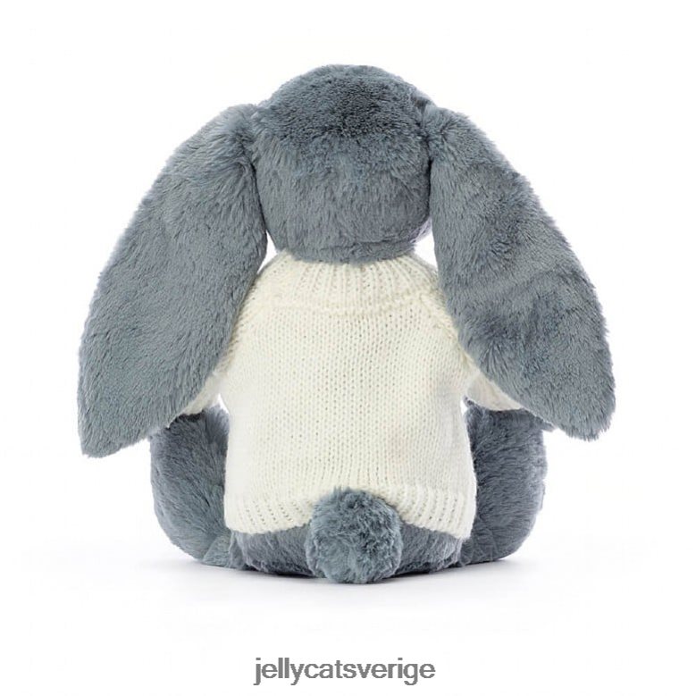 Jellycat leksak blyg dusky kanin med personlig gräddtröja blå 4206LT266