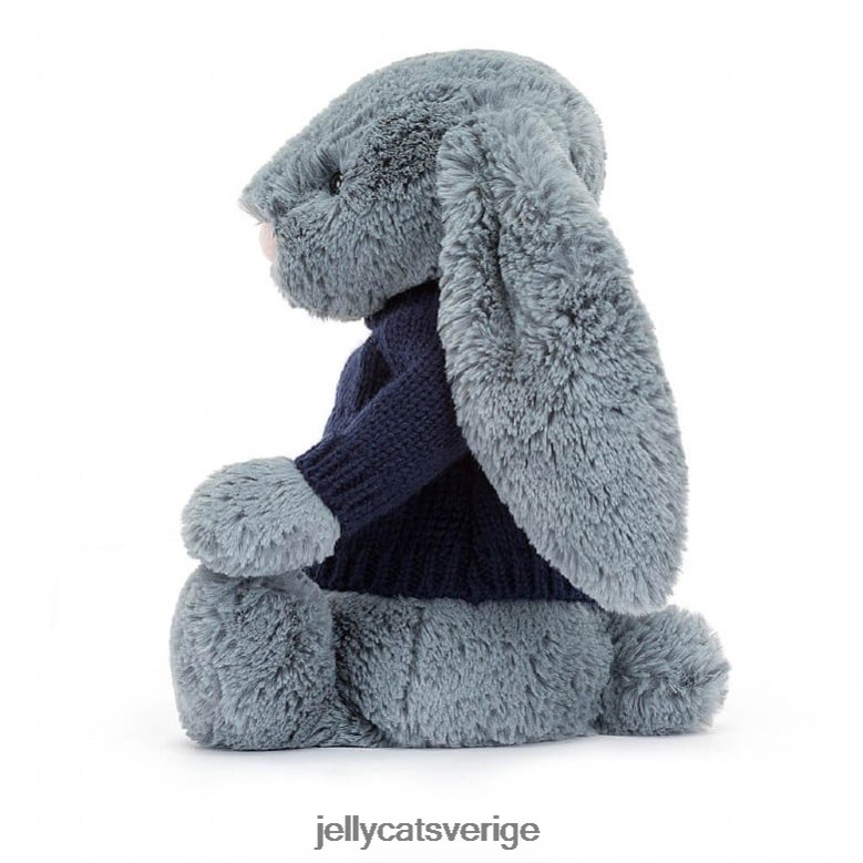 Jellycat leksak blyg dusky kanin med personlig marinblå tröja 4206LT244