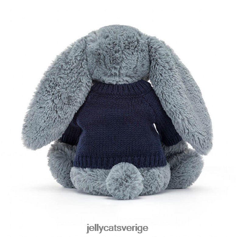 Jellycat leksak blyg dusky kanin med personlig marinblå tröja 4206LT244