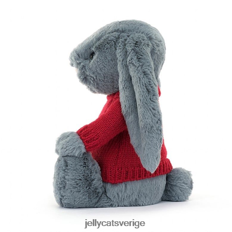 Jellycat leksak blyg dusky kanin med personlig röd tröja blå 4206LT473