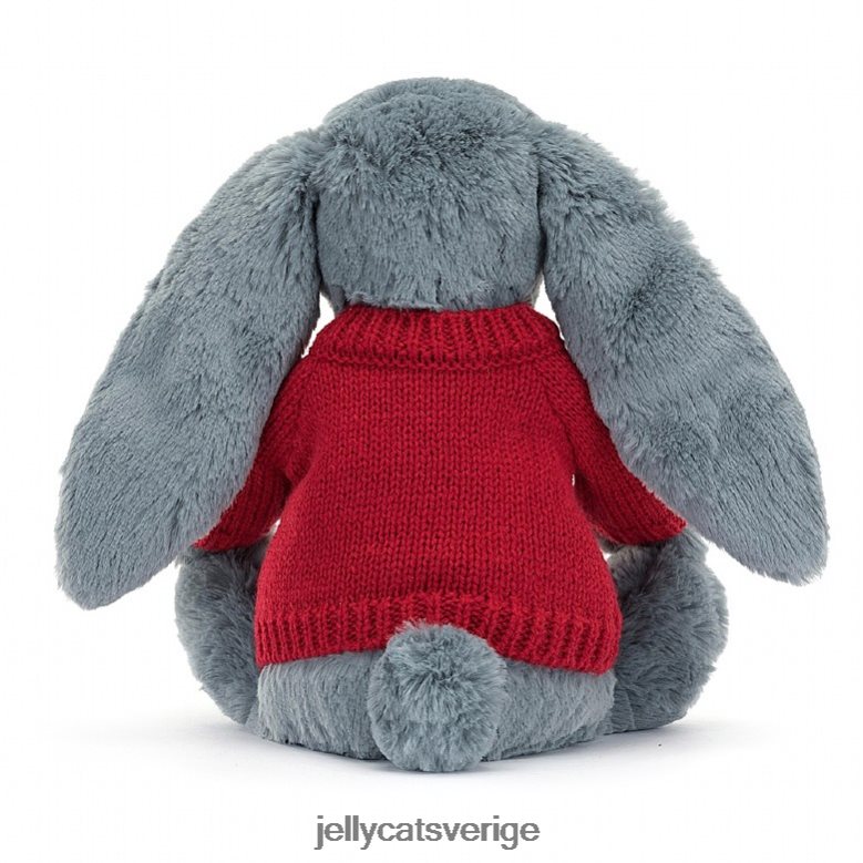 Jellycat leksak blyg dusky kanin med personlig röd tröja blå 4206LT473