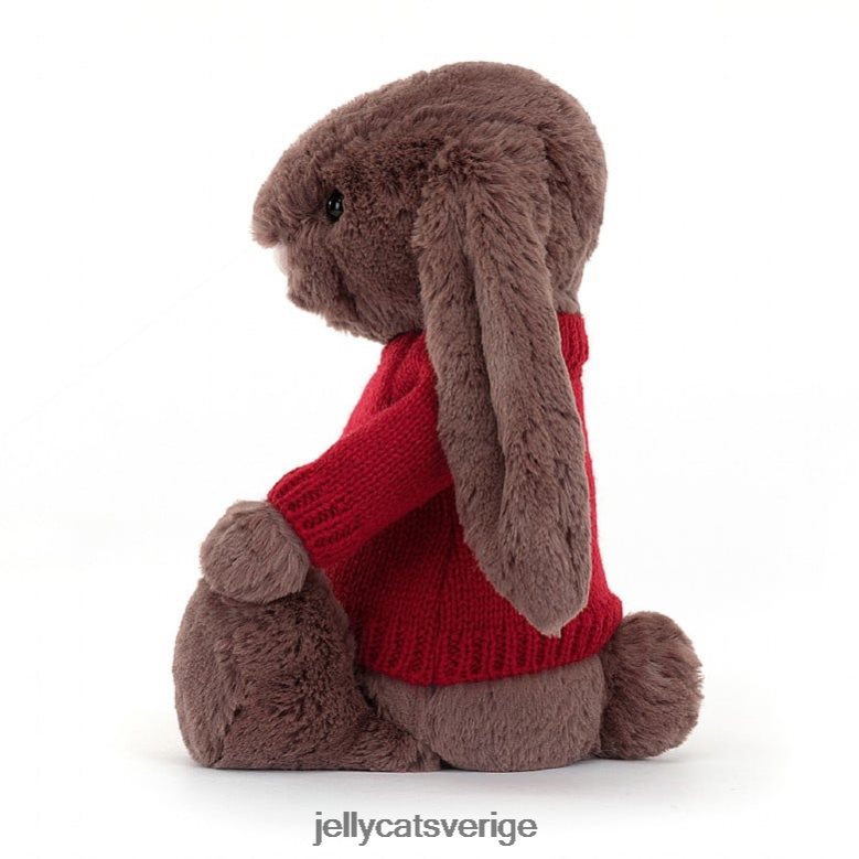 Jellycat leksak blyg fudgekanin med personlig röd jumperchoklad 4206LT511