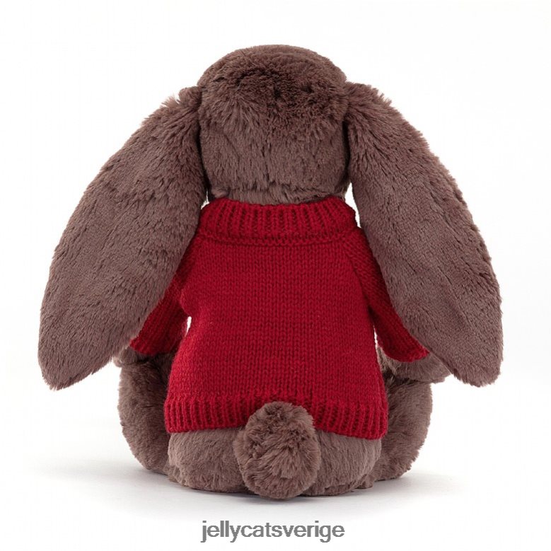 Jellycat leksak blyg fudgekanin med personlig röd jumperchoklad 4206LT511