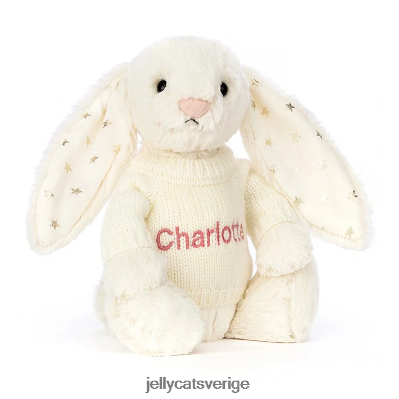 Jellycat leksak blyg glimtkanin med personlig jumperkräm 4206LT188