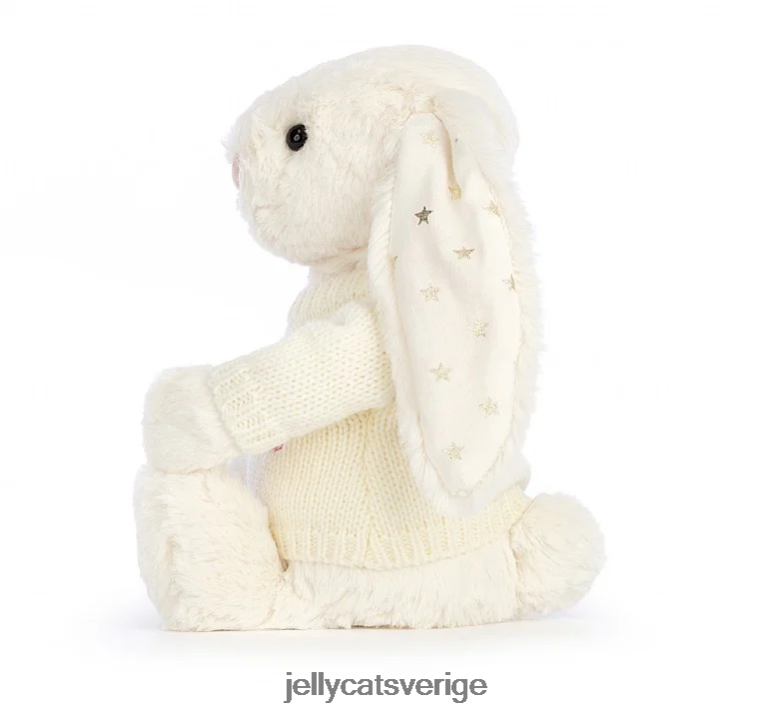 Jellycat leksak blyg glimtkanin med personlig jumperkräm 4206LT188