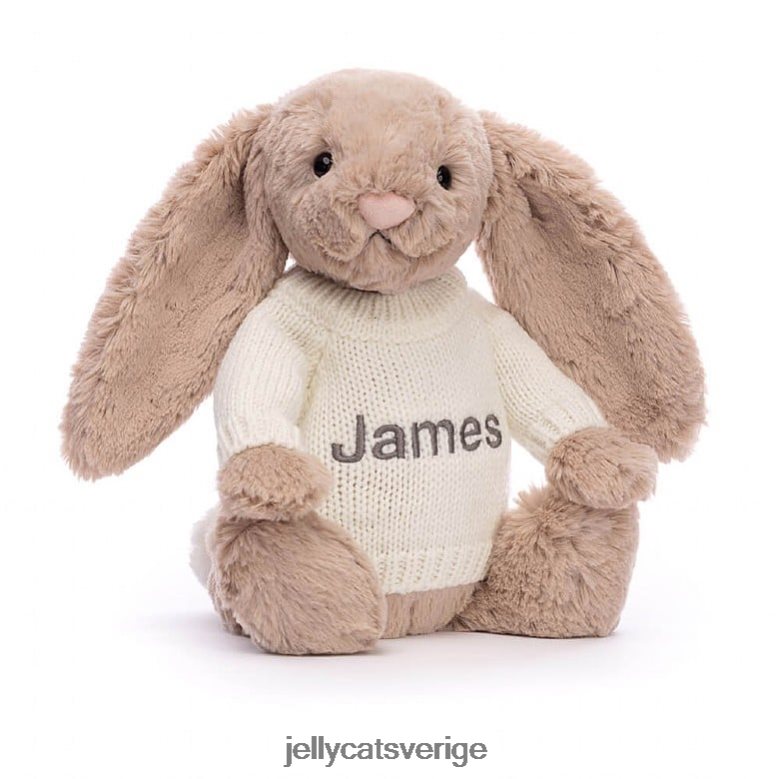Jellycat leksak blyg kanin med personlig gräddtröja beige 4206LT146
