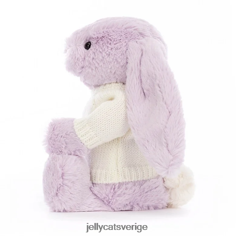 Jellycat leksak blyg kanin med personlig gräddtröja lila 4206LT257
