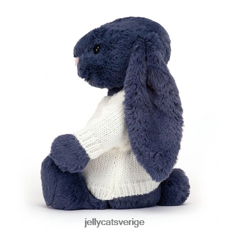 Jellycat leksak blyg kanin med personlig gräddtröja marinblå 4206LT389