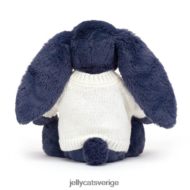 Jellycat leksak blyg kanin med personlig gräddtröja marinblå 4206LT389