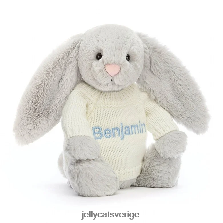 Jellycat leksak blyg kanin med personlig gräddtröja silver 4206LT371